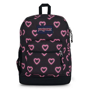 Mochila Jansport Cross Town Plus Happy Hearts Black Preto