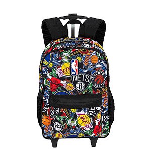 Mochila Sestini com Rodinhas NBA Begins Logos Preto
