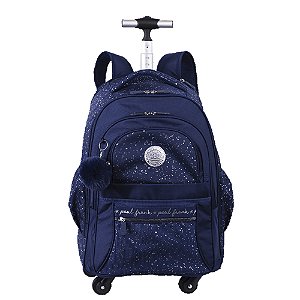 Mochila com Carrinho Sestini Paul Frank Styles Prata e Azul