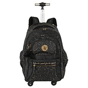 Mochila com Carrinho Sestini Paul Frank Styles Gold e Preto