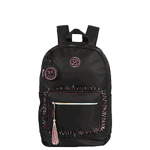 Mochila Sestini Grande Patches Trend Unissex Preto