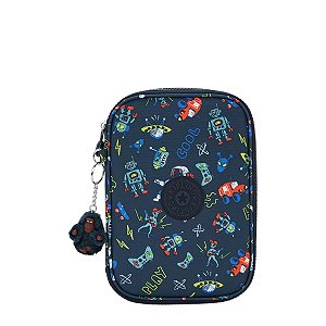 Estojo Kipling 100 Pens Estampado Space Game Azul