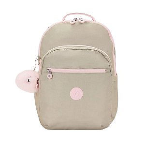Mochila Kipling Seoul XL Gold Shimmer Rosa e Dourado