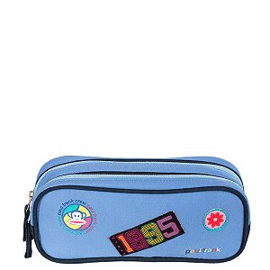 Estojo Sestini 2 Comp Paul Frank Casual Patches Azul