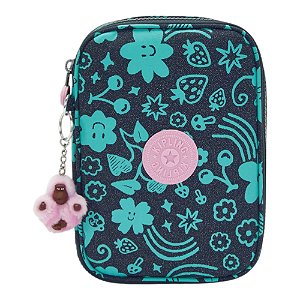 Estojo Kipling 100 Pens Estampado Magical Print Verde