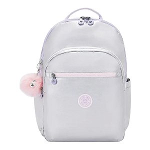 Mochila Kipling Seoul XL Silver Glow Met Prata