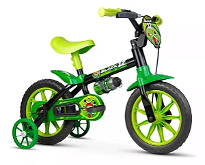 Bicicleta Infantil Nathor Aro 12 Menino Black De 2 A 5 Anos Cor Preto/Verde