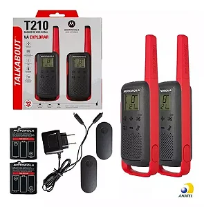 Talkabout Motorola T210BR Alcance Até 32km UHF Cor Vermelho