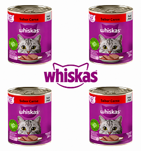Whiskas Patê Carne 4 Latas 290g Alimento Úmido