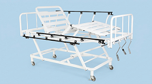 Cama Hospitalar Manual 3 Manivelas com Grades Basculante