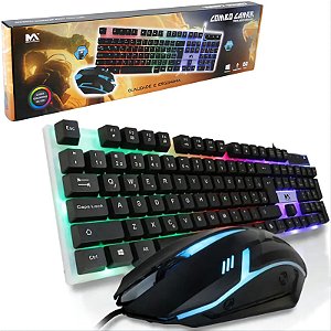 KIT Teclado + Mouse com Fio Gamer  Luzes Colors