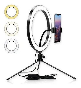 Ring Light Led Mesa  + Tripé 8 Polegadas 20cm