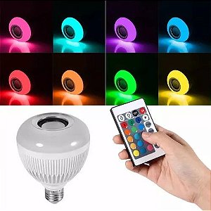 Lampada Luz Led Bluetooth Caixa Som + Controle Remoto