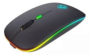 Mouse Sem Fio Recarregável  Led Rgb 2.4 Ghz Wirelles E 1300