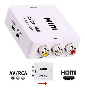 Mini Adaptador Conversor Hd Vídeo Hdmi Para Vídeo 3rca 2av