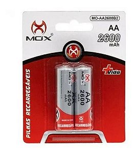 Pilha Recarregável Aa-2600 Mah Blister 2 Unidades Mox Ni-mh