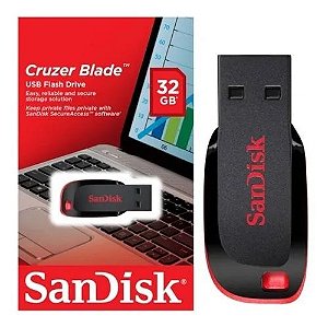 Pendrive Sandisk Cruzer Blade 32gb Original 2.0 Preto