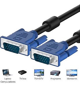 Cabo Vga Para Monitor Macho Lcd Pc Câmeras 1,5 Metros