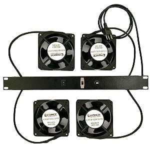 Kit de Ventilação Universal 4 Coolers Padrão Rack 19" Preto Gforce