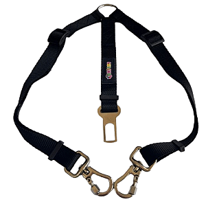 Cinto de Segurança Duplo Pet Colorido Luleko - Preto