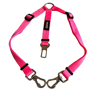 Cinto de Segurança Duplo Pet Colorido Luleko - Rosa