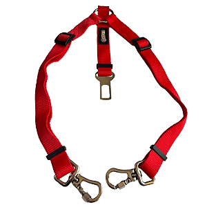 Cinto de Segurança Duplo Pet Colorido Luleko - Vermelho