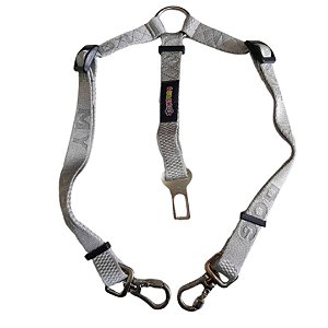 Cinto de Segurança Duplo Premium Love My Dog Luleko - Prateado