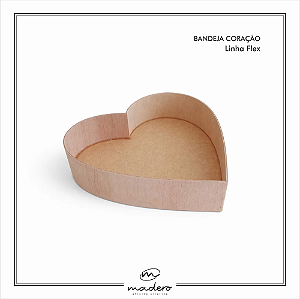 Bandeja Coração laterais madeira 6cm de altura