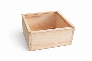 Caixa Box Em Pinus Com Tampa Transparente Deslizante