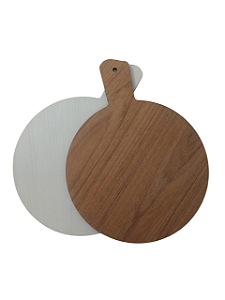 TÁBUA REDONDA EM MDF LAMINADO COR MADEIRA ESCURA