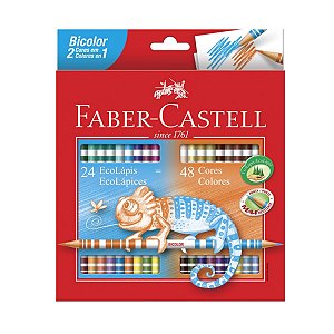 Kit FABER CASTELL 24 Lápis de Cor Bicolor 48 Cores EcoLápis