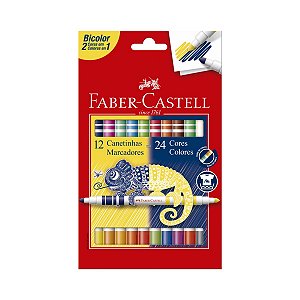 Caneta Hidrográfica FABER CASTELL 12 Canetas Bicolor 24 Cores