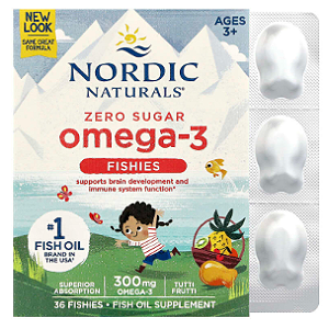 Nordic Naturals, Omega-3 Fishies, Zero Sugar, Ages 3+, Tutti Frutti, 300 mg, 36 Fishies