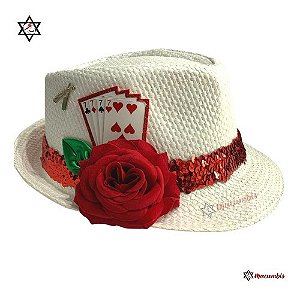 Chapeu Maria Navalha Malandra Fita Vermelha Lantejola