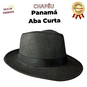 Chapeu Panamá Preto Aba Curta Malandro