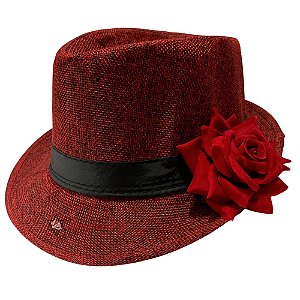 Chapeu Maria Navalha Malandra Vermelho com Rosa Umbanda
