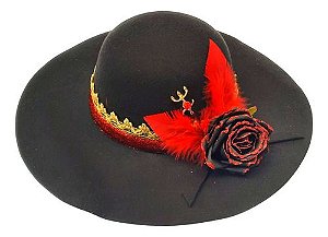 Chapeu Pomba Gira Super Luxo Vermelho + Saco Transporte