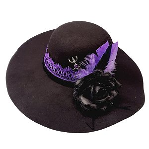 Chapeu Pomba Gira Super Luxo Roxo + Saco Transporte