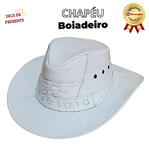 Chapéu Boiadeiro Couro Branco Umbanda