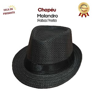 Chapeu Panama Malandro Preto Faixa Preta