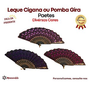 Leque para Cigana ou Pomba Gira Paete Diversas Cores Macumbis
