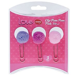 Clip Pom Pom Love Pink 50 MM BT C/ 3 un Molin