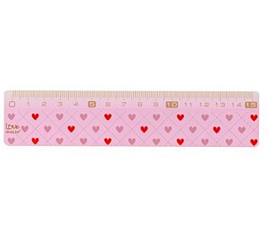 Régua Love Pink Xadrez 15cm Molin