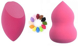 Esponjas para maquiagem base e corretivo - esponja gota chanfrada - esponja gota acinturada/360º graus - kit/combo de esponjasretangular, redonda, produtos líquidos, cremosos ou pó