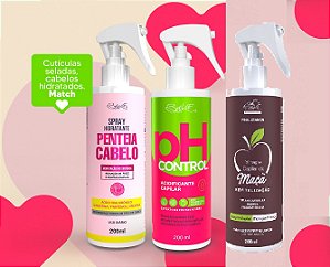 COMBO 03 Spray's Protetores PENTEIA CABELO, PH CONTROL e VINAGRE DE MAÇA 200mL Belkit - Antifrizz - Antiemborachamento  Protetor térmico finalizador selagem capilar hidratante acidificante capilar