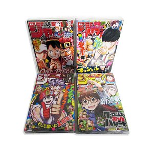 Kit Mangás Weekly Shonen Jump Eds. 11, 12, 13 & 14, 2021 Capa: One Piece (Em Japonês) + 1 Brinde