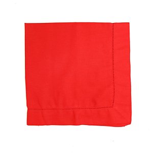 Guardanapo Linho Misto Vermelho Ponto Ajour 45x45