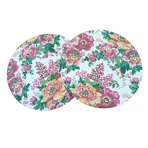 Capa Sousplat Flor Amarelo e Rosa