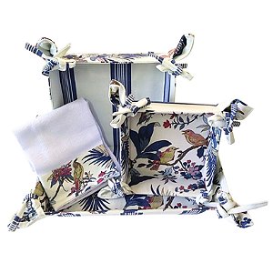 Pannier Passarinho Azul P/M/G + Pano de Prato
