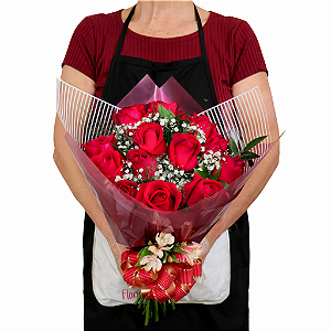 Buquê Aveiro - 12 Rosas Nacionais